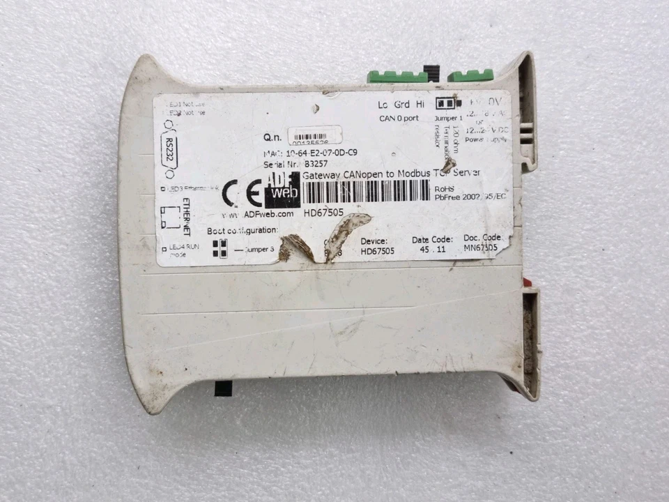 ADF Web HD67505 CANopen to Modbus TCP SERVER (USED CONDITION)